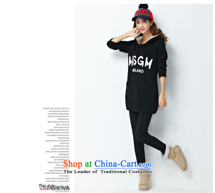 Athena Chu Isabel 2015 autumn and winter large female Korean Fashion Cap letters stamp warm sweater pants and lint-free two kits of the sportswear 1340 Black 2XL recommendations 135-150 catty picture, prices, brand platters! The elections are supplied in the national character of distribution, so action, buy now enjoy more preferential! As soon as possible.