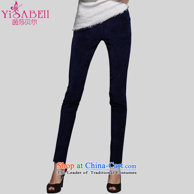 Athena Chu Isabel autumn and winter to xl female corduroy leisure pant trousers corduroy Elastic waist thin stretch castor trousers pencil trousers female pants?1264?Royal Blue?2XL?recommendations 135-150 catty