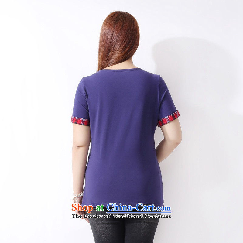 Picking OF TURBOT 2015 Summer new MM thick larger female latticed stitching graphics thin embroidery short-sleeved T-shirt female A3856 BLUE XL, Picking, more Tsai (CAIDOBLE) , , , shopping on the Internet