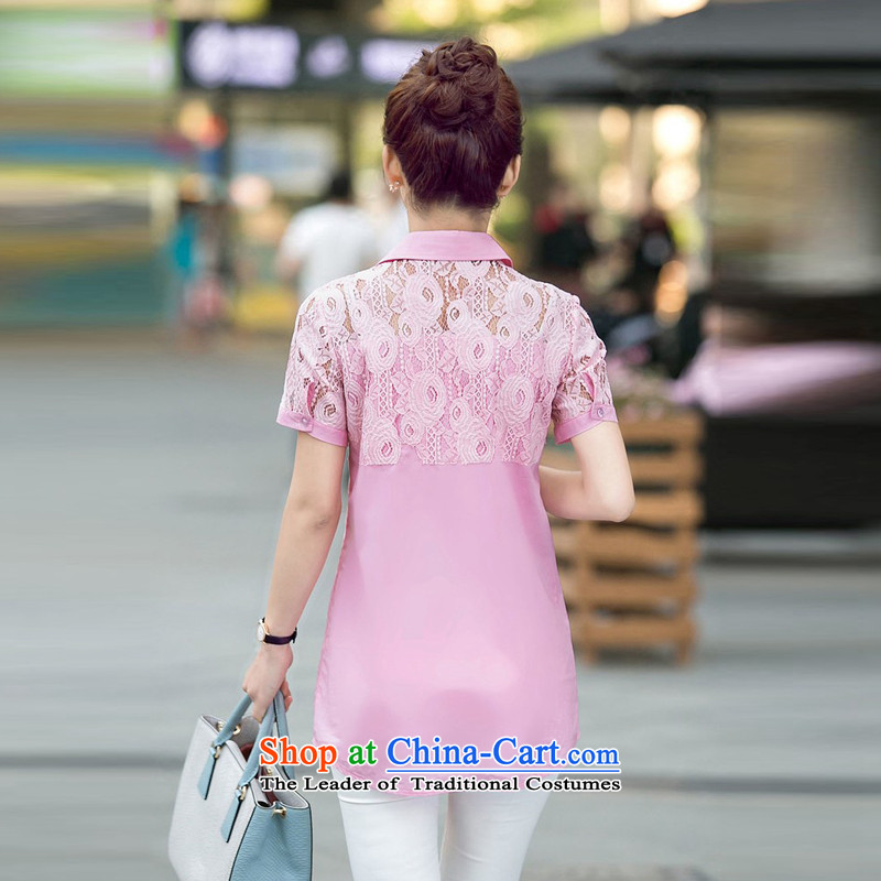El-ju Yee Nga 2015 Summer new to intensify the Sau San Fat sister lace stitching larger female white XXL, YY5567 shirts el-ju Yee Nga shopping on the Internet has been pressed.