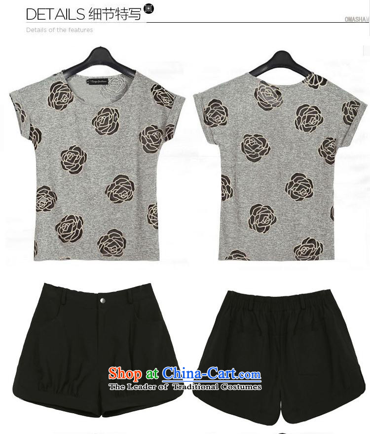Large European and American women YILISA replace Mr Ronald t-shirts shorts packaged New mm thick and stylish Rose stamp thin coat chiffon Video Shorts Kit Y9095 flower gray XXXL picture, prices, brand platters! The elections are supplied in the national character of distribution, so action, buy now enjoy more preferential! As soon as possible.