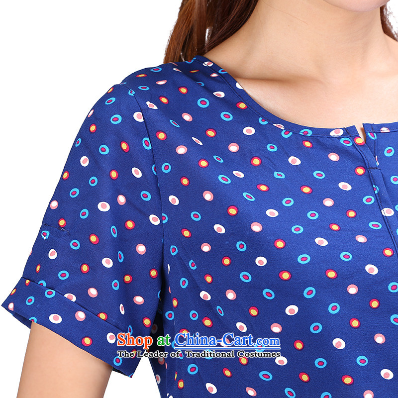 Shani flower lo xl female thick mm2015 summer short-sleeved new round-neck collar Foutune of video thin dresses 6778 Blue 2XL, shani flower sogni (D'oro) , , , shopping on the Internet