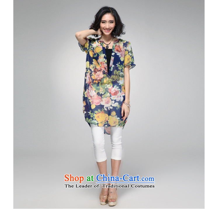 The Eternal Yuexiu Code women chiffon shirt thick sister 2015 Summer new product expertise, Hin thick mm thin, to intensify the stamp loose coat code retro blue XL Photo, prices, brand platters! The elections are supplied in the national character of distribution, so action, buy now enjoy more preferential! As soon as possible.