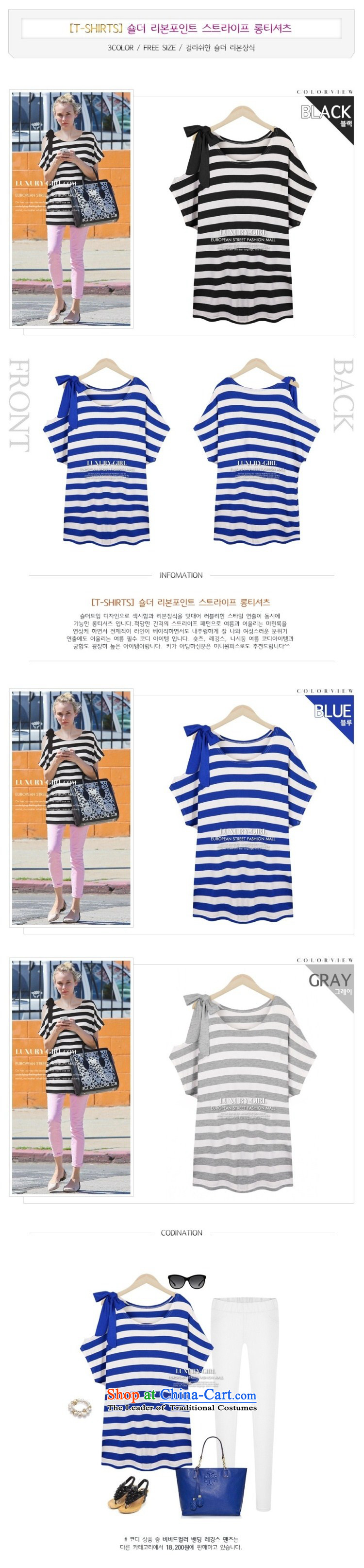 O Ya-ting 2015 Summer new to increase women's code thick mm video thin cotton T-shirts short-sleeved blue striped 3XL female 145-165 recommends that you catty picture, prices, brand platters! The elections are supplied in the national character of distribution, so action, buy now enjoy more preferential! As soon as possible.