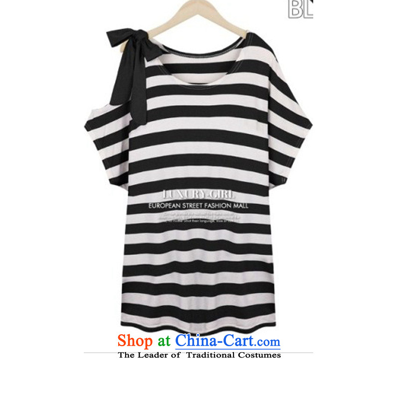 O Ya-ting 2015 Summer new to increase women's code thick mm video thin cotton T-shirts short-sleeved blue striped 3XL female 145-165 recommends that you, O Jacob aoyating Ting () , , , shopping on the Internet
