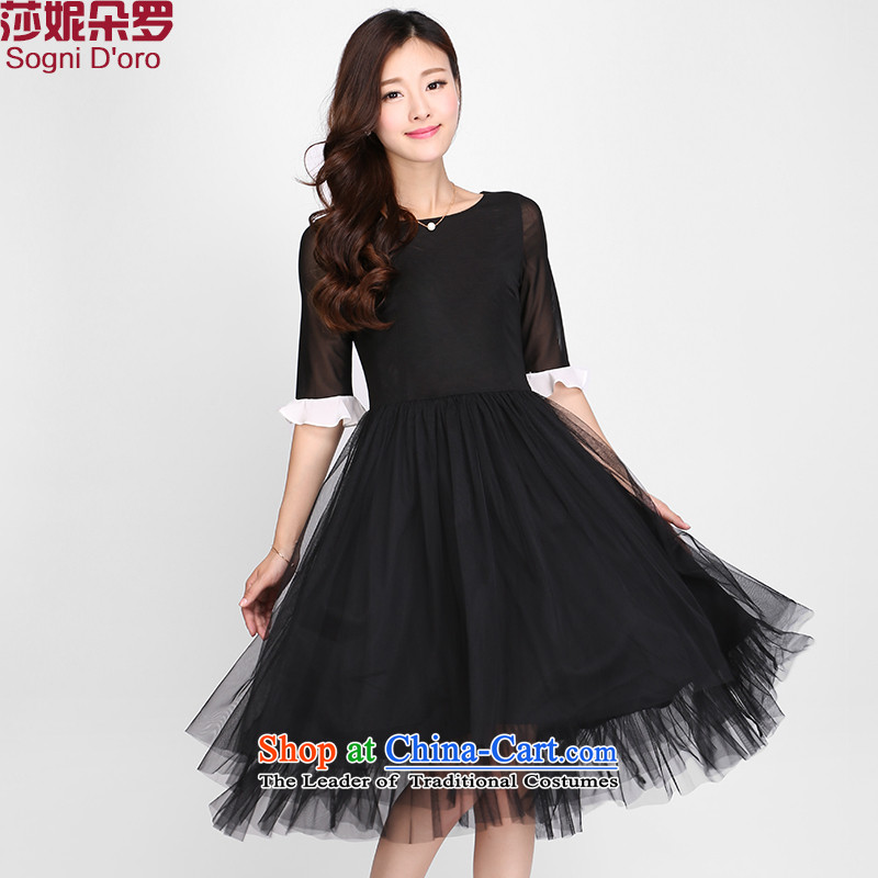 Luo Shani Flower Code women's dresses women 2015 Summer new Korean skirt yarn network princess long skirt6XL 2121 Black
