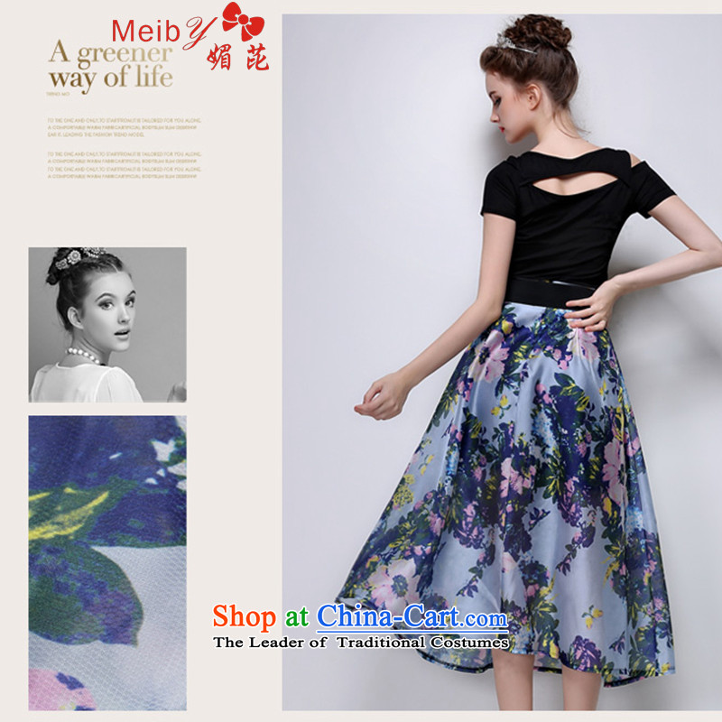 Sleek and versatile large meiby Code a new summer stylish look big flowers body skirt bon bon skirt long skirt blue XL, of 820 (meiby) , , , shopping on the Internet