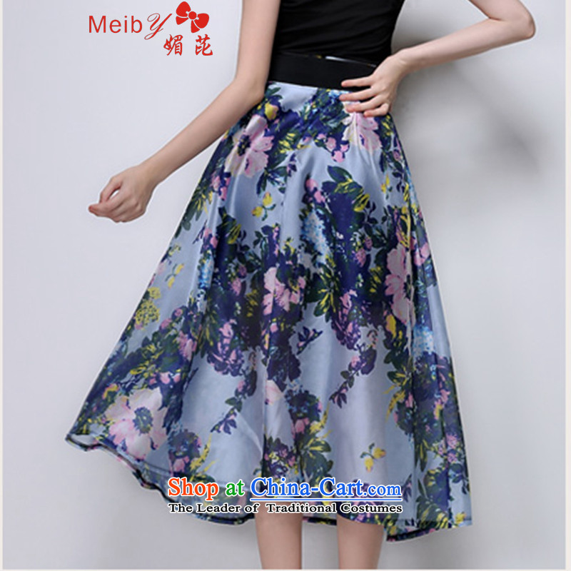 Sleek and versatile large meiby Code a new summer stylish look big flowers body skirt bon bon skirt long skirt blue XL, of 820 (meiby) , , , shopping on the Internet
