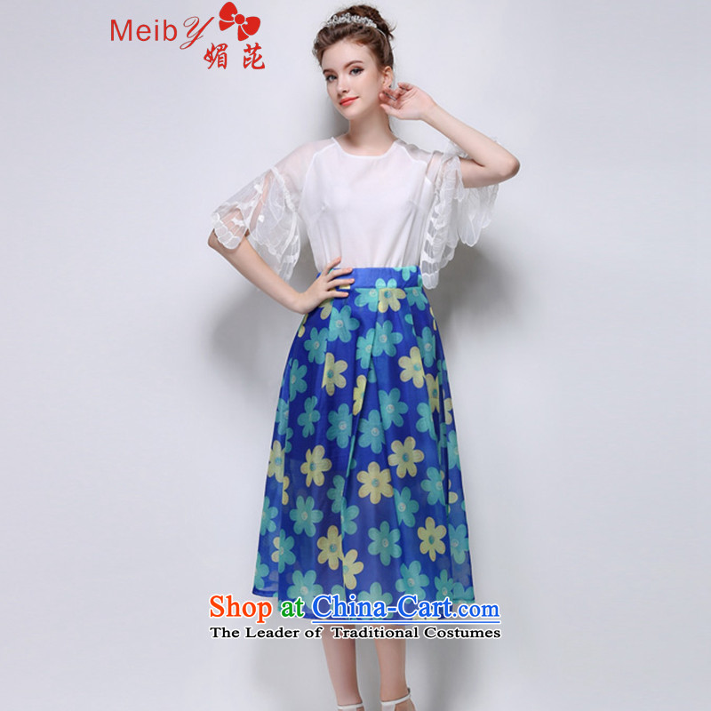 Sleek and versatile large meiby Code a new summer stylish look big flowers body skirt bon bon skirt long skirt 835  M, of blue (meiby) , , , shopping on the Internet