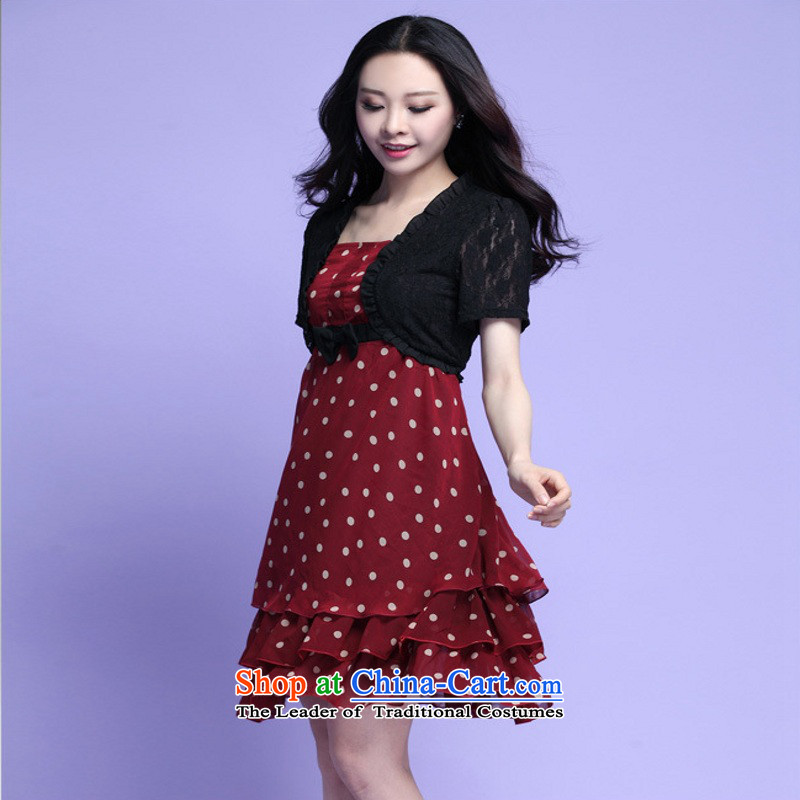 C.o.d. Package Mail 2015 Summer new stylish casual temperament classic code women dot chiffon lace leave two garment bon bon skirt cake skirt XXXXL, red land still El Yi shopping on the Internet has been pressed.