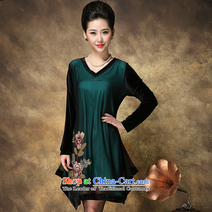 The sea route Flower Spring New gold velour long-sleeved V-Neck embroidery large nets dresses 4081-H dark green 2XL Photo, prices, brand platters! The elections are supplied in the national character of distribution, so action, buy now enjoy more preferential! As soon as possible.