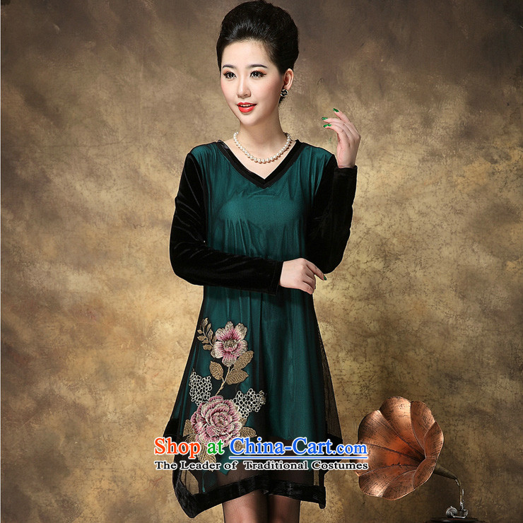 The sea route Flower Spring New gold velour long-sleeved V-Neck embroidery large nets dresses 4081-H dark green 2XL Photo, prices, brand platters! The elections are supplied in the national character of distribution, so action, buy now enjoy more preferential! As soon as possible.