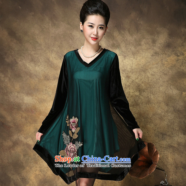 The sea route Flower Spring New gold velour long-sleeved V-Neck embroidery large nets dresses 4081-H dark green 2XL Photo, prices, brand platters! The elections are supplied in the national character of distribution, so action, buy now enjoy more preferential! As soon as possible.