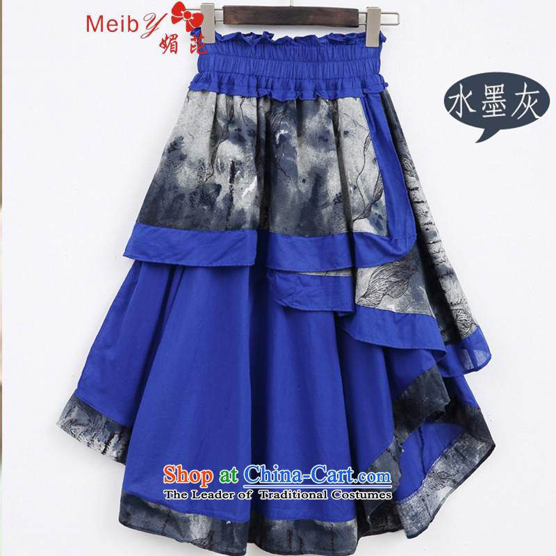 In accordance with the's nation meiby wind Women's Summer new cotton linen stitching is not under the rule of the body skirt8,157ink ash is code