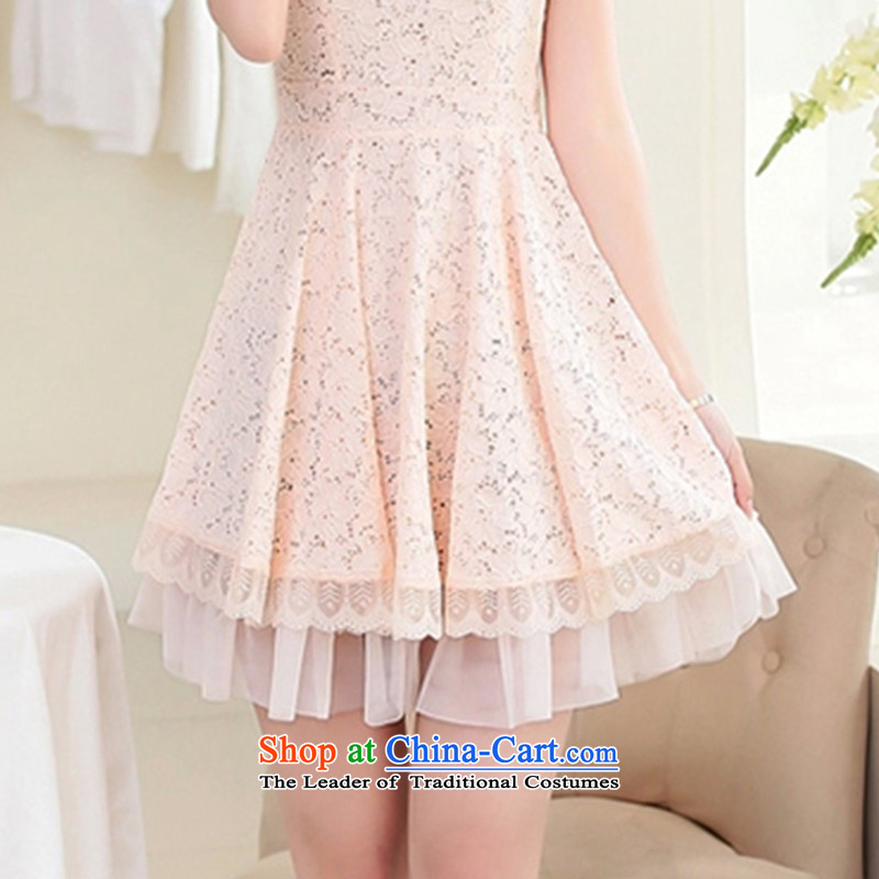The lymalon Lehmann 2015 Summer new larger female Korean version of the video and slender skirts thick lace short-sleeved dresses 672 m White XXL, Lehmann Ronnie (LYMALON) , , , shopping on the Internet