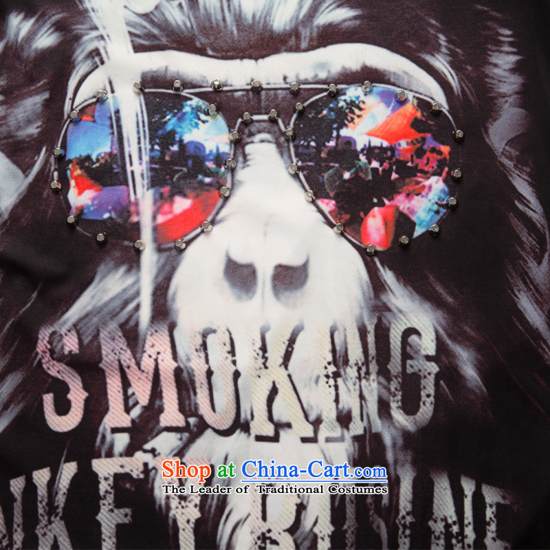 The eternal summer 2015, Sau thick mm new European and American women in large long digital printing wild video thin dresses Black XL, eternal Soo , , , shopping on the Internet