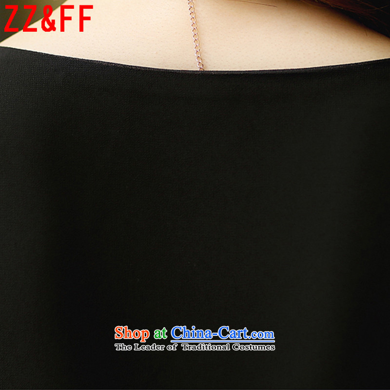 The new summer 2015 Zz&ff larger chiffon dresses short-sleeved blouses and Korean women leave two Sweet Dot skirt female LYQ8091 black XXXXL,ZZ&FF,,, shopping on the Internet