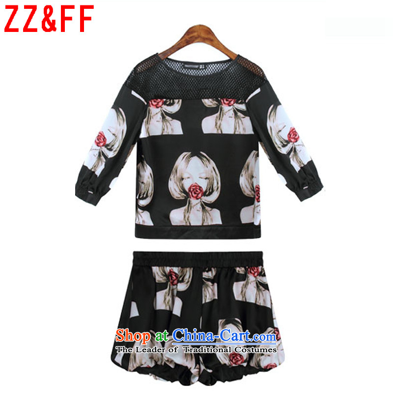 The new summer 2015 Zz&ff larger female 200 catties thick mm stylish stamp 7 T-shirt short-sleeved T-shirt two kits Beauty Figure Color XXXL( recommendations 140-160 characters catty ),ZZ&FF,,, shopping on the Internet
