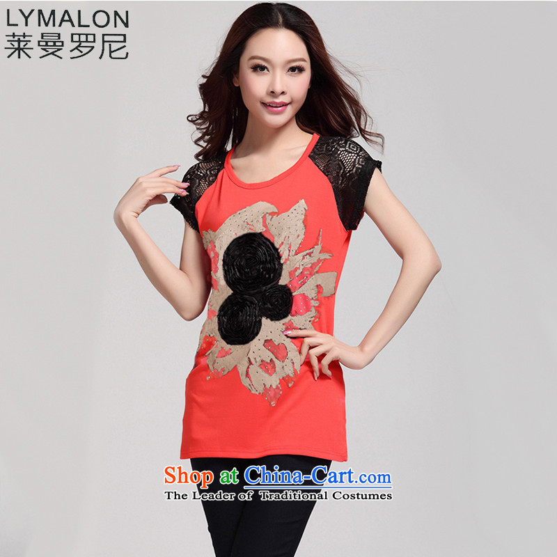 The lymalon Lehmann 2015 Summer new Korean Sau San wild larger female stamp round-neck collar short-sleeved T-shirt 8089 Black 4XL, Lehmann Ronnie (LYMALON) , , , shopping on the Internet