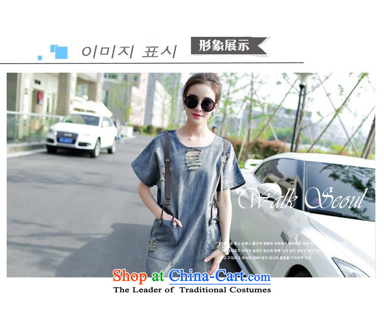 Sophie   2015 summer left Europe and the large number of the hole in the female denim dress strap dresses short-sleeve loose petticoat field denim dress Denim blue M picture, prices, brand platters! The elections are supplied in the national character of distribution, so action, buy now enjoy more preferential! As soon as possible.