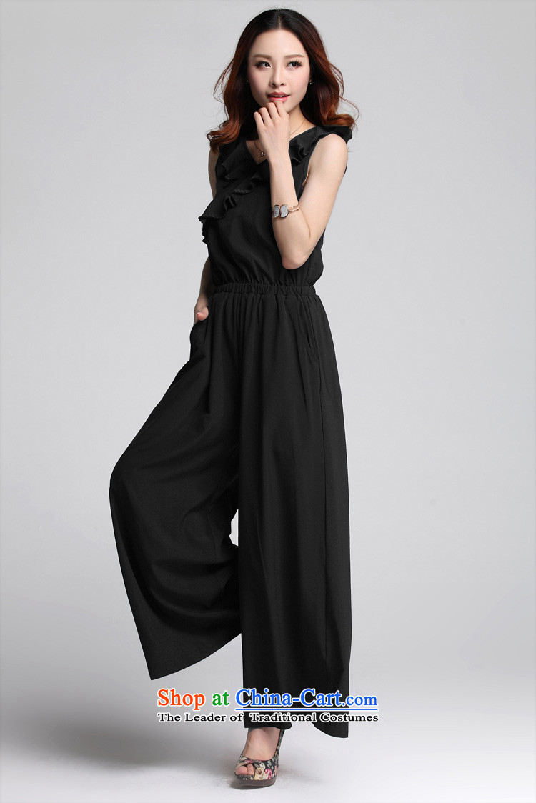 C.o.d. 2015 Summer new stylish classic Korean leisure temperament xl billowy flounces lace elastic waist V-neck shirt large black trousers XXXL skort picture, prices, brand platters! The elections are supplied in the national character of distribution, so action, buy now enjoy more preferential! As soon as possible.