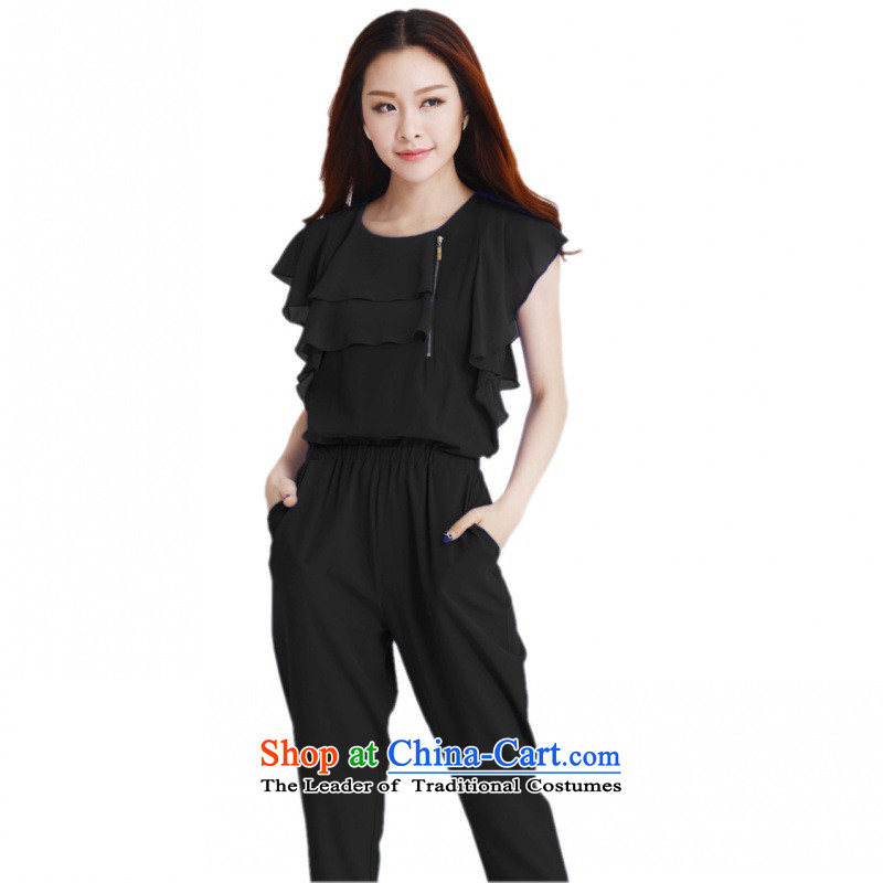 C.o.d. 2015 Summer new stylish casual temperament classic xl chiffon niba cuff edge zipper decorated loose trousers with elastic band pants even black XL, land is of Yi , , , shopping on the Internet