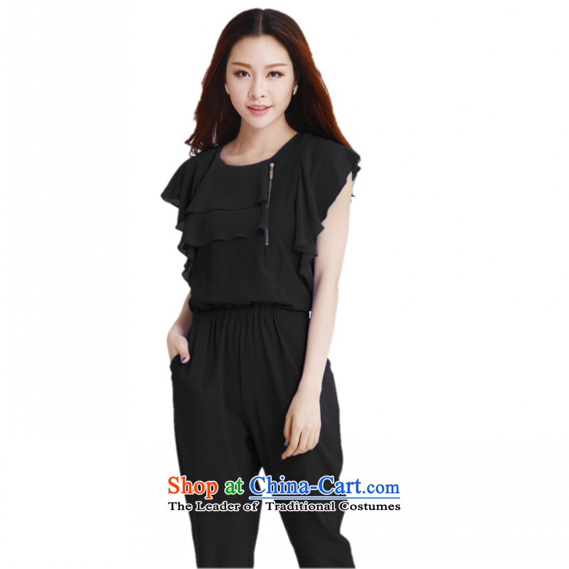 C.o.d. 2015 Summer new stylish casual temperament classic xl chiffon niba cuff edge zipper decorated loose trousers with elastic band pants even black XL, land is of Yi , , , shopping on the Internet