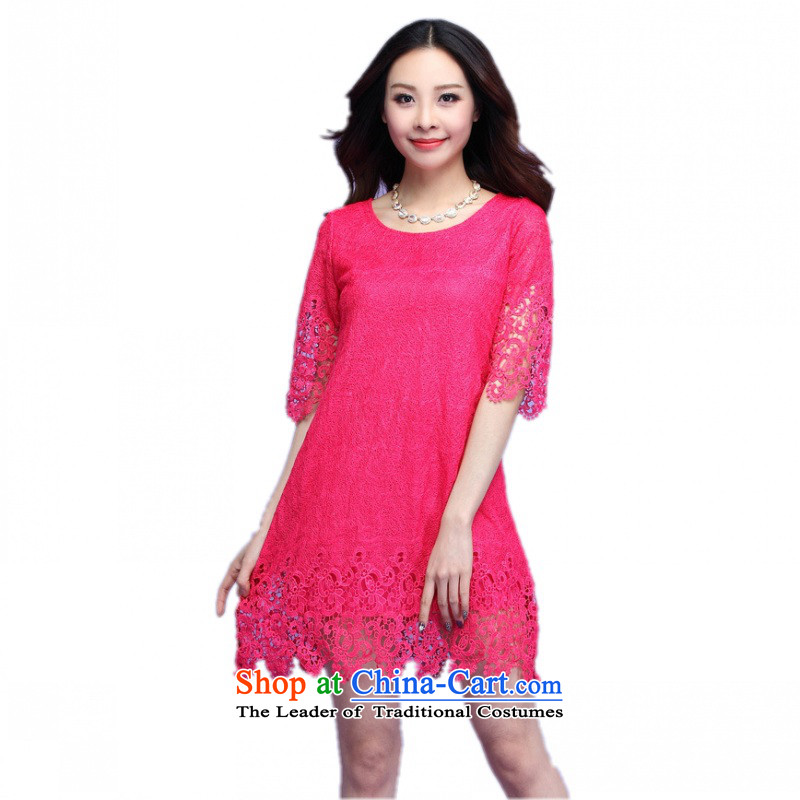 C.o.d. Package Mail 2015 Summer new stylish casual temperament classic xl horn Cuff Positioning lace flower loose 7 cuff dresses, forming the skirt red XXXL, land still El Yi shopping on the Internet has been pressed.