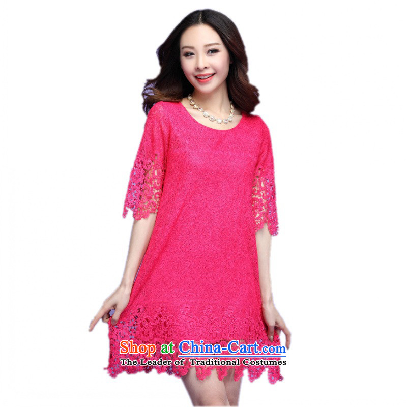C.o.d. Package Mail 2015 Summer new stylish casual temperament classic xl horn Cuff Positioning lace flower loose 7 cuff dresses, forming the skirt red XXXL, land still El Yi shopping on the Internet has been pressed.