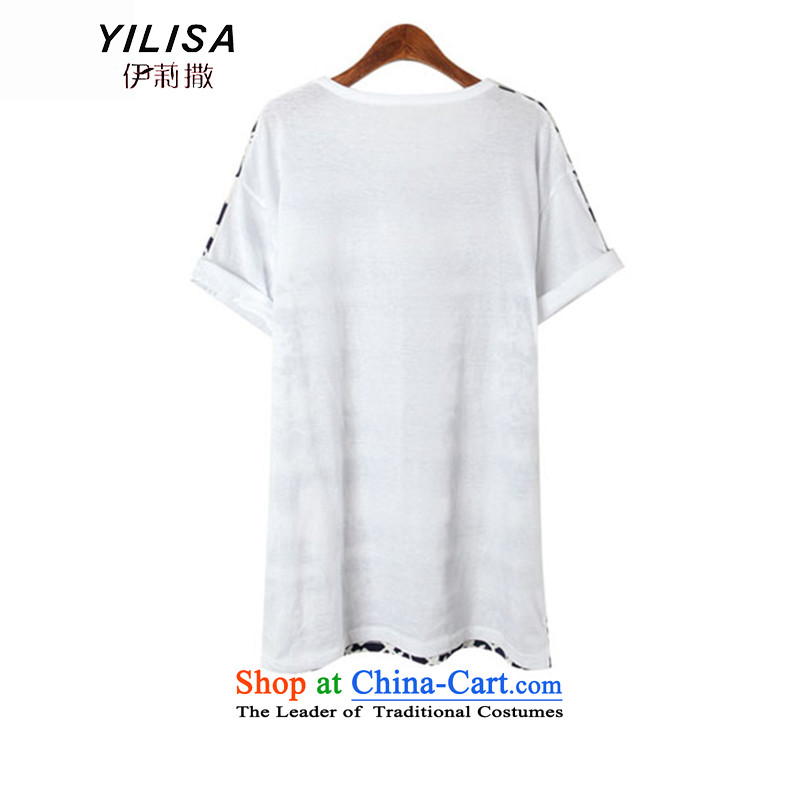 The new Korean YILISA2015 larger women's summer T-shirts female thick MM stitching pattern in long literary t-shirt shirt color picture H5137 female XL, Elizabeth YILISA (sub-) , , , shopping on the Internet