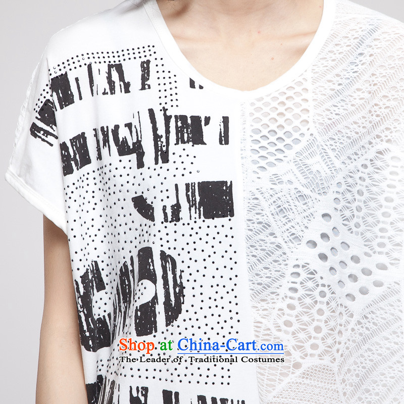 The Eternal Soo-to increase women's code 200 catties T-shirt thick sister Summer 2015 new product expertise, Hin thick mm thin, lace stitching loose white t-shirt will (120-150 small coal to pass through), the Eternal Soo , , , shopping on the Internet