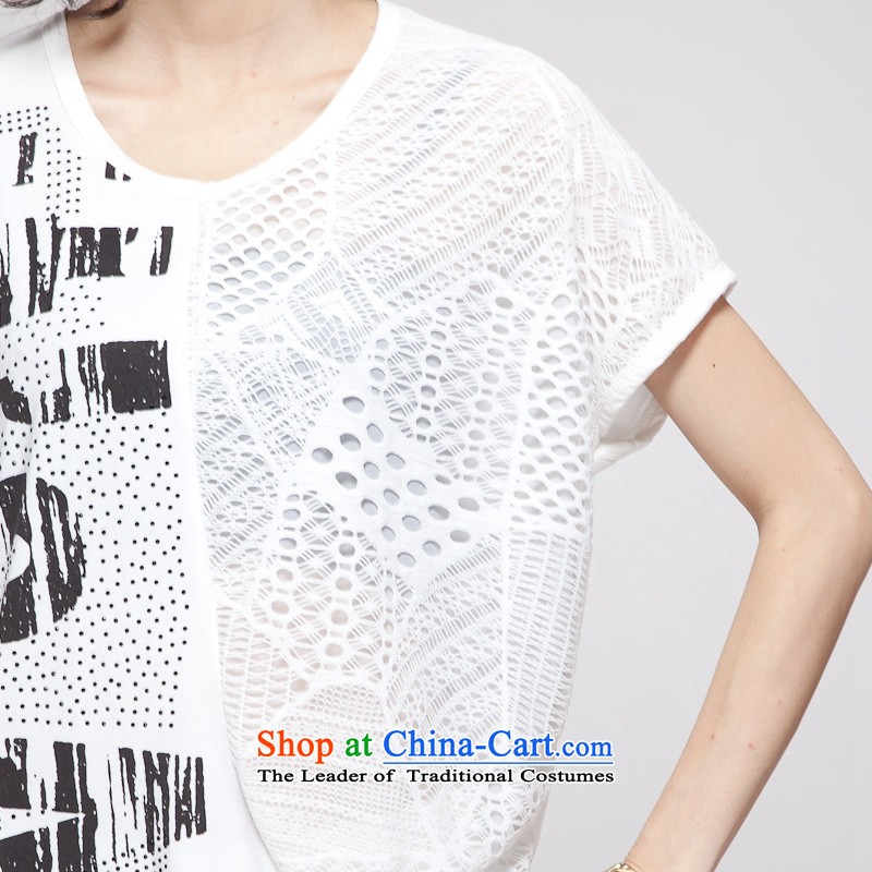 The Eternal Soo-to increase women's code 200 catties T-shirt thick sister Summer 2015 new product expertise, Hin thick mm thin, lace stitching loose white t-shirt will (120-150 small coal to pass through), the Eternal Soo , , , shopping on the Internet