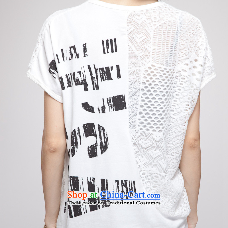 The Eternal Soo-to increase women's code 200 catties T-shirt thick sister Summer 2015 new product expertise, Hin thick mm thin, lace stitching loose white t-shirt will (120-150 small coal to pass through), the Eternal Soo , , , shopping on the Internet