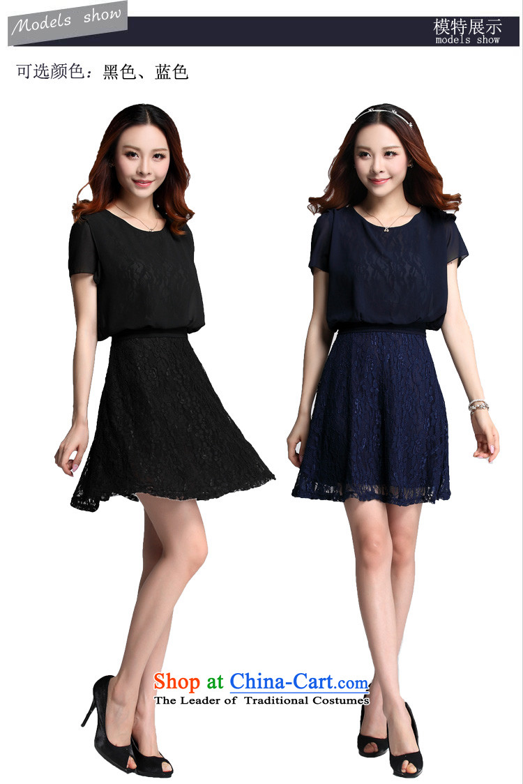 C.o.d. Package Mail 2015 Summer new stylish classic Korean leisure temperament xl thick MM Sau San lace leave two chiffon short-sleeved blue skirt XXL picture, prices, brand platters! The elections are supplied in the national character of distribution, so action, buy now enjoy more preferential! As soon as possible.