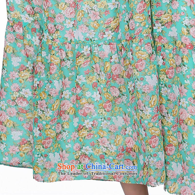 Shani flower lo xl female thick sister summer catty to increase 200 long skirt thick, Hin thin, dresses 6238 light green 4XL, shani flower sogni (D'oro) , , , shopping on the Internet
