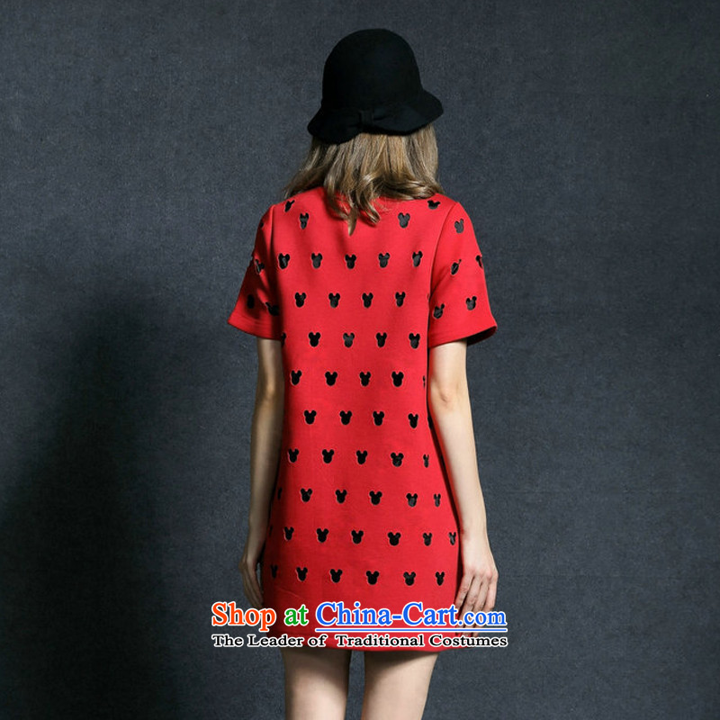 2015 Summer Zz&ff new larger female Korean Sau San video thin engraving Mickey A skirt dresses LYQ7159 female red XXXL,ZZ&FF,,, shopping on the Internet