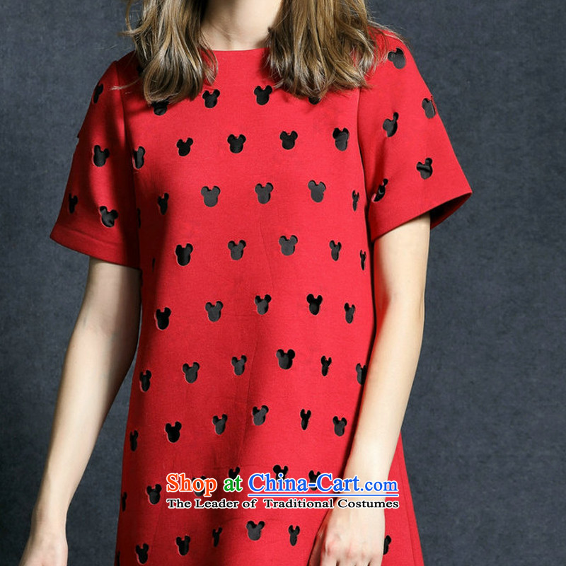 2015 Summer Zz&ff new larger female Korean Sau San video thin engraving Mickey A skirt dresses LYQ7159 female red XXXL,ZZ&FF,,, shopping on the Internet