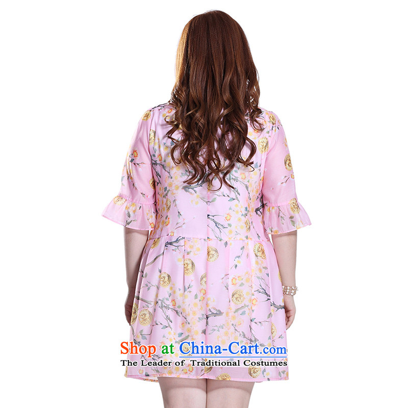 The former Yugoslavia Li Sau 2015 Summer new larger female bead chain round-neck collar dress (bead chain removable) Q8351 pink 2XL, Yugoslavia Li Sau-shopping on the Internet has been pressed.