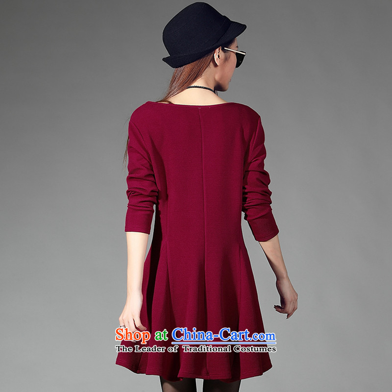  Large ZORMO female autumn and winter to xl long-sleeved dresses thick solid elastic skirt mm D2057 wine red XXXL 145-165 catty ,ZORMO,,, shopping on the Internet