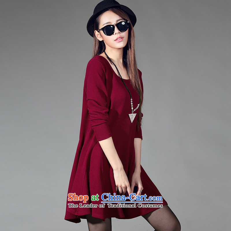  Large ZORMO female autumn and winter to xl long-sleeved dresses thick solid elastic skirt mm D2057 wine red XXXL 145-165 catty ,ZORMO,,, shopping on the Internet