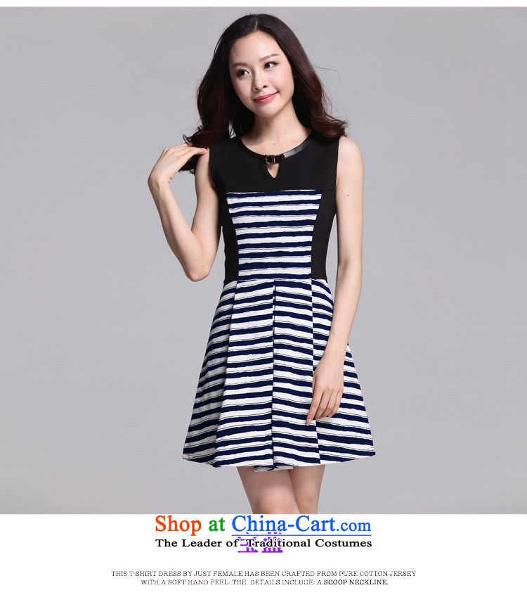 C.o.d. 2015 Summer new stylish casual temperament classic XL Graphics thin round-neck collar bar stitching Sau San autumn and winter waistcoat apron skirt blue XXXXL picture, prices, brand platters! The elections are supplied in the national character of distribution, so action, buy now enjoy more preferential! As soon as possible.