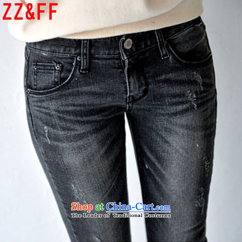 The new summer 2015 Zz&ff large hole in the women's elastic jeans female NZK6106 GRAY 36,ZZ&FF,,, shopping on the Internet