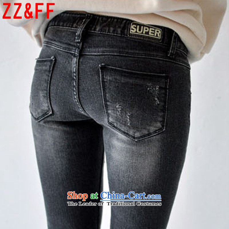 The new summer 2015 Zz&ff large hole in the women's elastic jeans female NZK6106 GRAY 36,ZZ&FF,,, shopping on the Internet