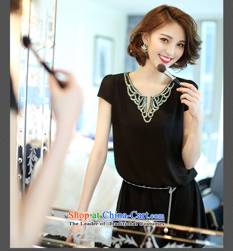2015 Summer Zz&ff new larger female V-Neck Sau San chiffon shirt female 553 Black XXL picture, prices, brand platters! The elections are supplied in the national character of distribution, so action, buy now enjoy more preferential! As soon as possible.