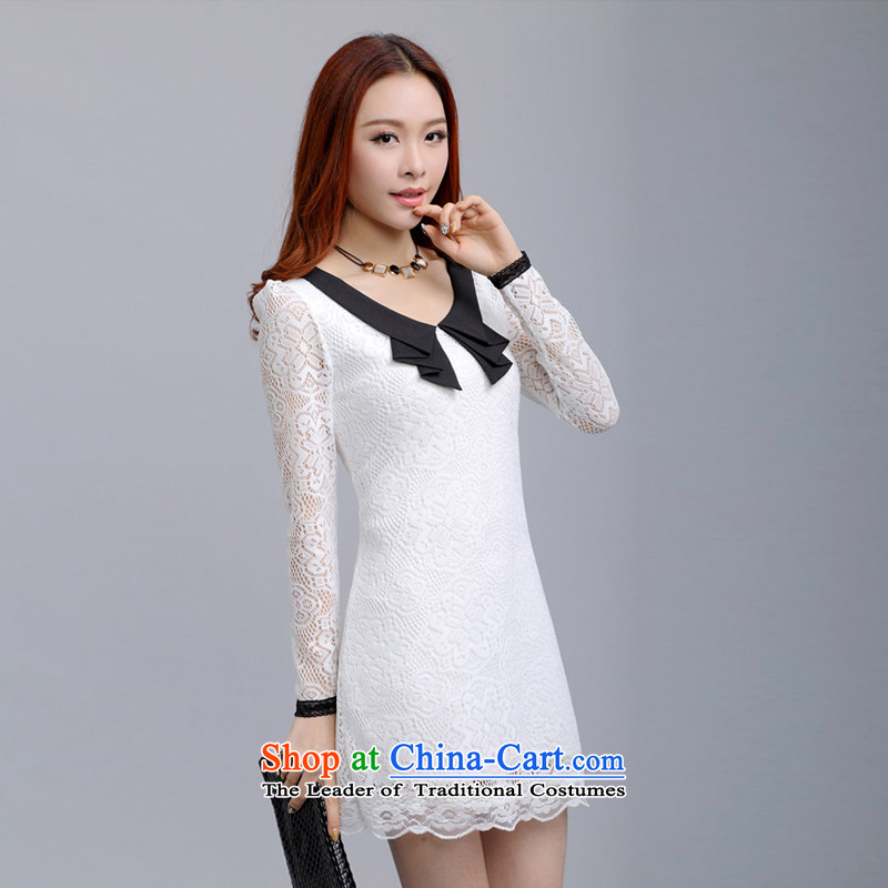 2015 Summer Zz&ff new larger female lace short-sleeved forming the dresses LYQ583 female white M,ZZ&FF,,, shopping on the Internet