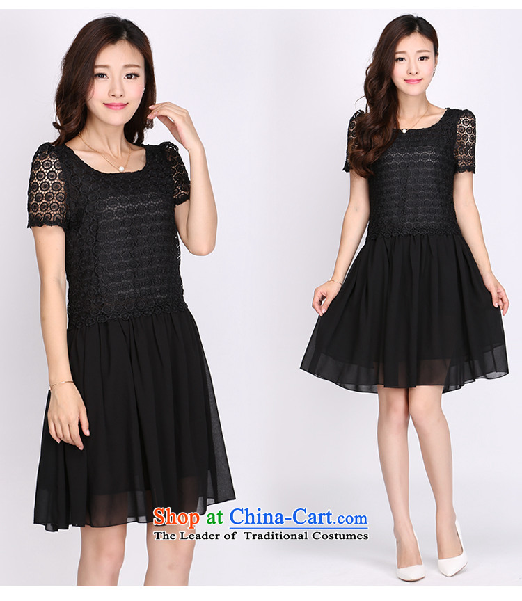 Luo Shani flower code summer dresses to increase women's code, Hin fat sister thick, thin skirt 2 127 Black 6XL- lace video thin image, prices, brand platters! The elections are supplied in the national character of distribution, so action, buy now enjoy more preferential! As soon as possible.