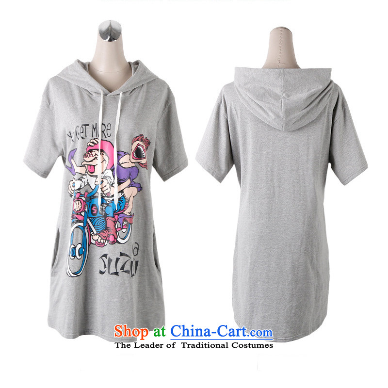 Szili Clinton ad to xl female new summer 2015 mm thick and long loose, Sister Hood pure cotton short-sleeved sweater Dress Casual Long skirts gray XXL, Szili (celia dayton , , , shopping on the Internet