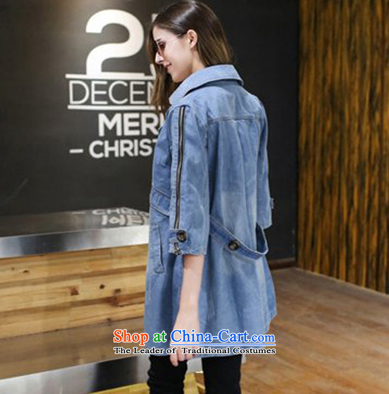 In Europe and the load baiqiu stylish thick MM new larger women in long loose coat to increase cowboy Denim blue 5XL 180-195 2109, around 922.747 Park shopping on the Internet has been pressed.