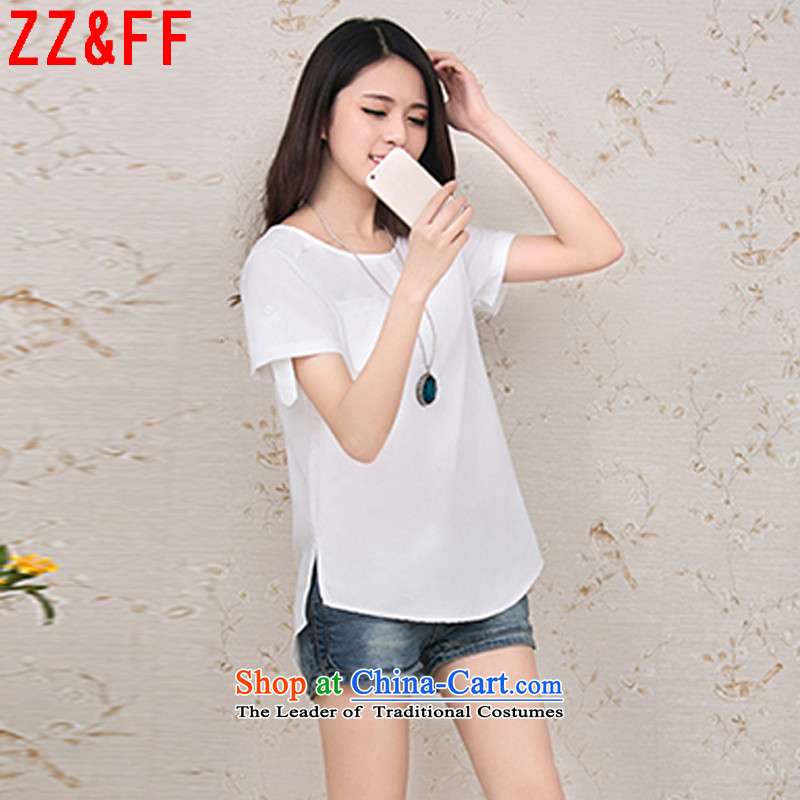 2015 Summer Zz&ff new larger female cotton linen, short-sleeved T-shirt DX536 female white XXXXXL,ZZ&FF,,, shopping on the Internet