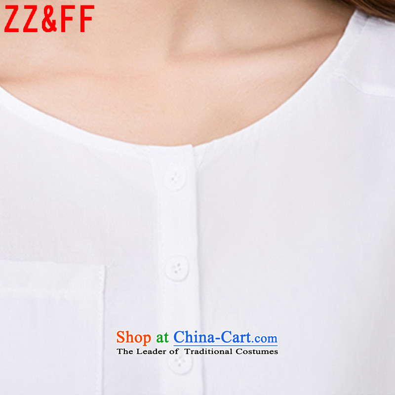 2015 Summer Zz&ff new larger female cotton linen, short-sleeved T-shirt DX536 female white XXXXXL,ZZ&FF,,, shopping on the Internet